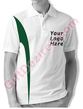 Designer White and Green Color Logo Custom T Shirts